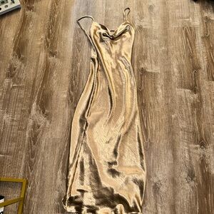 Elegant Gold Satin Slip Dress